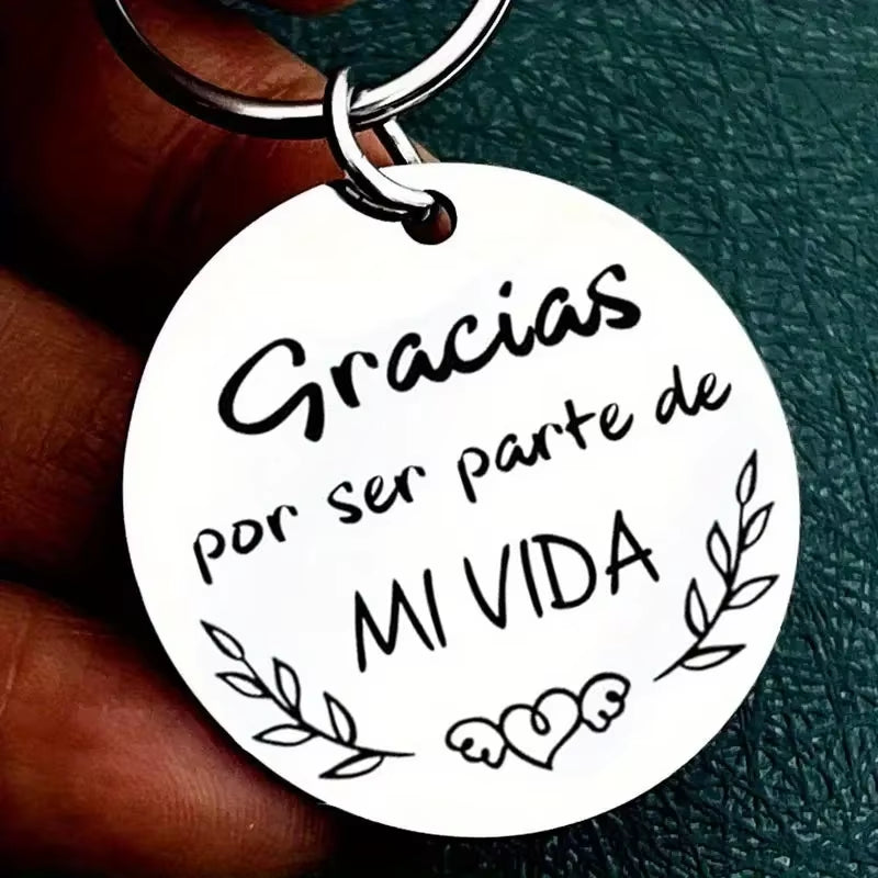 Thank You Keychain Keyring to My Teacher My Parent =Gofather Mom Friend