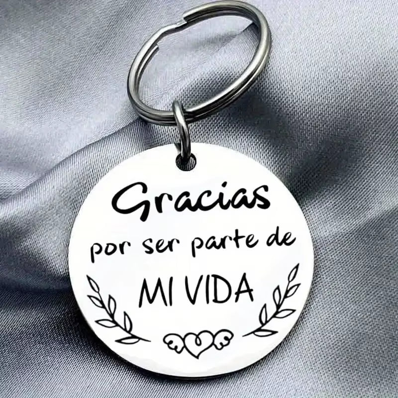 Thank You Keychain Keyring to My Teacher My Parent =Gofather Mom Friend