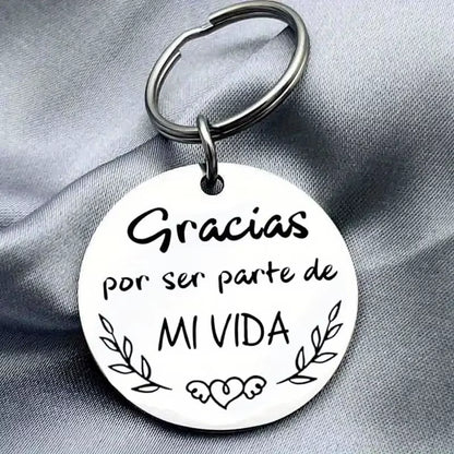 Thank You Keychain Keyring to My Teacher My Parent =Gofather Mom Friend