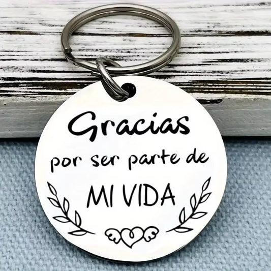 Thank You Keychain Keyring to My Teacher My Parent =Gofather Mom Friend